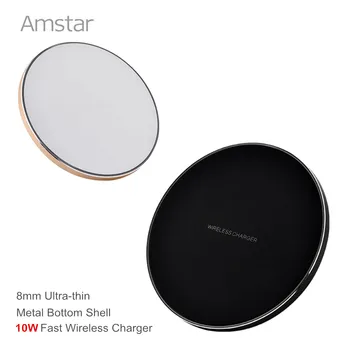 Amstar Trådløse Oplader Qi-Oplader til iPhone X 8 Plus Metal Shell 10W Hurtige Trådløse Oplader til Samsung Galaxy S8 Plus S7 Note8