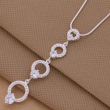 AN131 Hot 925 sterling sølv Halskæde 925 sølv mode smykker vedhæng fire indlagt sten /gheaoyla alsajcza