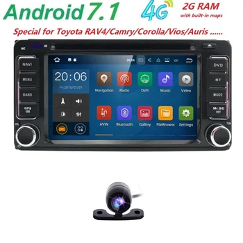 Android 7.1 DVD-Afspiller Til Toyota Universal RAV4 COROLLA VIOS HILUX Terios Land Cruiser 100 PRADO 4RUNNER DVR Bluetooth bageste cam