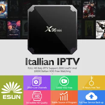 Android Italien IPTV BOKS X96 Mini-Europa IPTV 10000+Italien VOD 2G16G Android 7.1-TV-BOKSEN medieafspiller, Set-top-boks V88 fransk IPTV