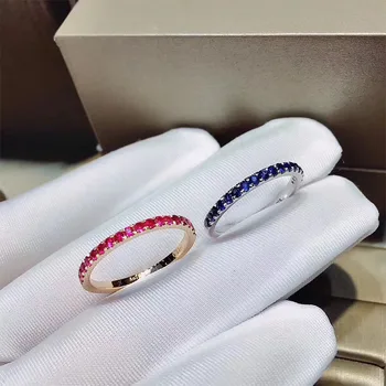 ANI 18K Hvid/Rosa Guld (AU750) Engagement Ring, der er Certificeret I-J/SI 0.35 CT Blå Safir eller Rubin Ring Trendy Dame Bryllup Band