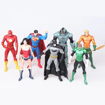 Anime 7pcs/set Superhelte Batman, Green Lantern Flash Superman-Wonder Woman PVC-Action Figurer, Børn, Legetøj Dukker Gaver til Piger