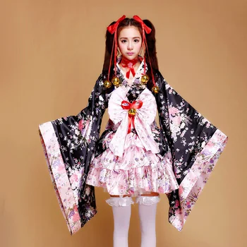 Anime Cosplay Lolita Halloween Fancy Kjole Japansk Kimono Kostume Til kvinder og Børn