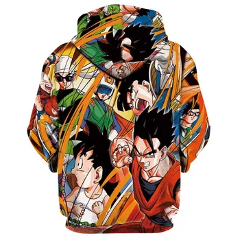 Anime Hættetrøjer Dragon Ball Z Lomme Hætteklædte Sweatshirts Goku 3d-Hættetrøjer Mænd Kvinder Lange Ærmer Harajuku Hoodie Sweatshirt Trøjer