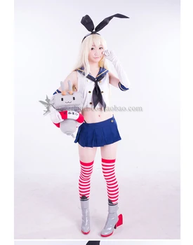 Anime Kantai Samling Shimakaze Uniformer Cosplay Kostume Gratis Fragt+Sokker
