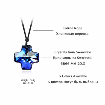 ANKA tværs krystal halskæde med bomuld reb kæde 2*2CM ingen karabinlås Krystaller fra Swarovski Krystaller #73915