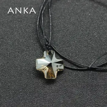 ANKA tværs krystal halskæde med bomuld reb kæde 2*2CM ingen karabinlås Krystaller fra Swarovski Krystaller #73915