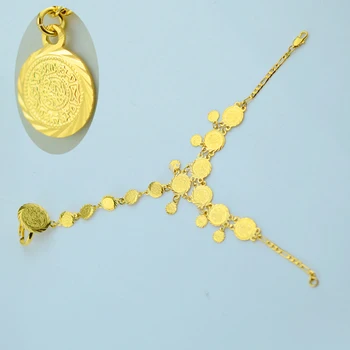 Anniyo Engros Mønt Armbånd til Kvinder,Arabiske Kæde mellemøstlige Gave,Guld Farve, Mønter, Smykker mellemøstlige Bryllup #048006