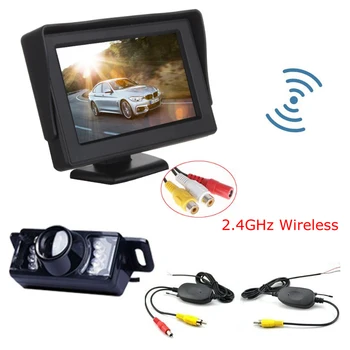 ANSHILONG 3-i-1 Wireless Parkering Kameraets Skærm, Video-System, DC 12V Bil Skærm Med bakkamera + Trådløst Kit