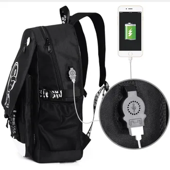 Anti Tyveri rygsæk USB-opladning Mænd, Bærbar Rygsække Til unge, Kvindelige Mochila Rejse rygsæk skoletasker Lysende Rygsæk
