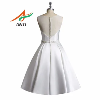 ANTI Vintage White Ivory Short-A-Line Wedding Dress 2018 Illusion Tilbage Vinger Robe De Mariee Vestidos De Noivas Bride Kjoler