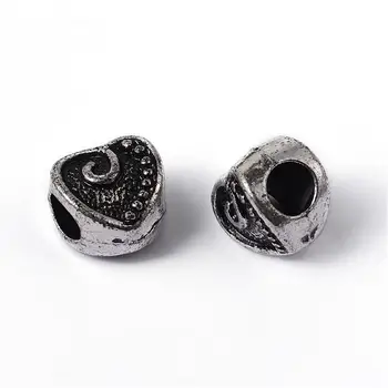 Antik Sølv Akryl Vedhæng Stort Hul Hjerte Løs Europæisk Perle, Fit Smykker at Gøre, 11x12x5mm, Hul: 5mm