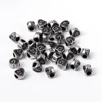 Antik Sølv Akryl Vedhæng Stort Hul Hjerte Løs Europæisk Perle, Fit Smykker at Gøre, 11x12x5mm, Hul: 5mm