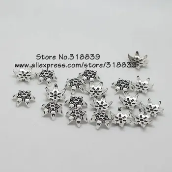 Antik Sølv Metal Zink Legering Trendy Plating Blomster Perle Caps Passer til smykkefremstilling 100pieces/masse 13mm 7690