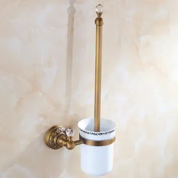 Antikke Solid Messing Toilet Børste Ti Pvd Skåret Europæiske Badeværelse Tilbehør Vægmonteret Badeværelse Produkter