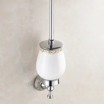 Antikke Solid Messing Toilet Børste Ti Pvd Skåret Europæiske Badeværelse Tilbehør Vægmonteret Badeværelse Produkter