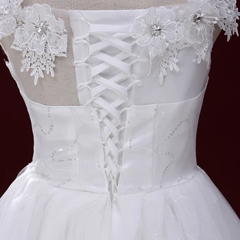 AnXin SH blomst brudekjole bruden dobbelt-skulder lace wedding dress slids halsudskæring efteråret og vinteren brudekjole S