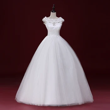 AnXin SH blomst brudekjole bruden dobbelt-skulder lace wedding dress slids halsudskæring efteråret og vinteren brudekjole S