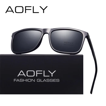 AOFLY HELT Klassisk DESIGN Polariserede Solbriller Mænd Kørsel Firkantet Sort Ramme solbriller til Mænd-Brillerne Mandlige Oculos UV400