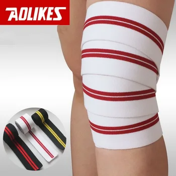 AOLIKES 2 stykker 2M*8CM styrkeløft elastisk forbinding på benet kompression kalv knee support knæbind Sport Sikkerhed vendas para deporte