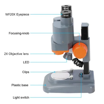 AOMEKIE 40X Kikkert Stereo-Mikroskop LED Lys PCB Lodde Mineral Prøve at Se Børn Naturvidenskabelige Uddannelser, Telefon Reparation Værktøj
