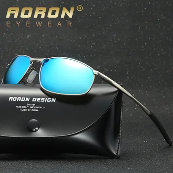AORON Brand Designer Oprindelige Mandlige Solbriller Mænd Polariserede Briller Police solbriller HD Kørsel Spejl Briller oculos De Sol