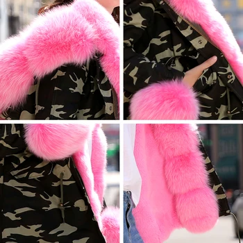 AORRYVLA Mode Pels Krave Parka Kvinder Vinteren 2017 Luksus Fast Fox Hooded Lang Pels Aftagelig Faux-Liner Casual Hood Parka