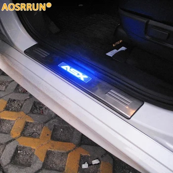 AOSRRUN LED rustfrit stål scuff plate dør karmen 4stk/sæt bil tilbehør til Mitsubishi ASX-RVR 2011 2012 2013
