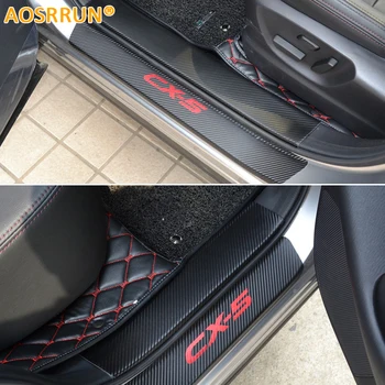AOSRRUN PU læder Carbon fiber Car-styling Dør Karmen Scuff Plate For mazda CX-5 CX5 Bil Tilbehør