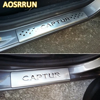 AOSRRUN Rustfrit stål scuff plate dør karmen 4stk/sæt Bil Tilbehør Til Renault opfange ar Car-Styling