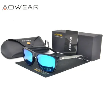 AOWEAR Classic Herre Solbriller, Polariserede Aluminium Gul Driver Briller Overdimensionerede solbriller Kvinder Shades Brillerne Gafas De Sol