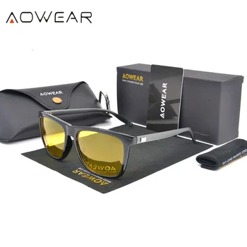 AOWEAR Classic Herre Solbriller, Polariserede Aluminium Gul Driver Briller Overdimensionerede solbriller Kvinder Shades Brillerne Gafas De Sol