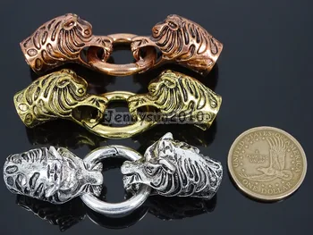 Armbånd, Halskæde Ledningen Ende Lås Solid Metal Tiger Head Guld, Sølv, Rose Guld 50stk/Pak