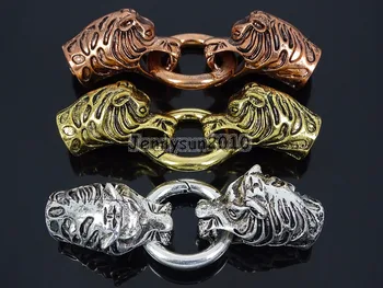 Armbånd, Halskæde Ledningen Ende Lås Solid Metal Tiger Head Guld, Sølv, Rose Guld 50stk/Pak