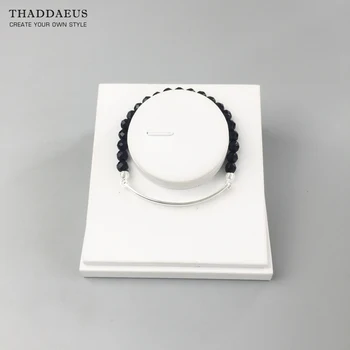 Armbånd Sort 6mm Cut-out Obsidian Perler,2017 Helt Nye Mode Thomas Style Smykker Tms Bijoux Gave Til Ts Mænd & Kvinder