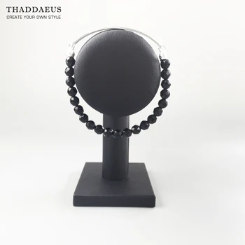 Armbånd Sort 6mm Cut-out Obsidian Perler,2017 Helt Nye Mode Thomas Style Smykker Tms Bijoux Gave Til Ts Mænd & Kvinder