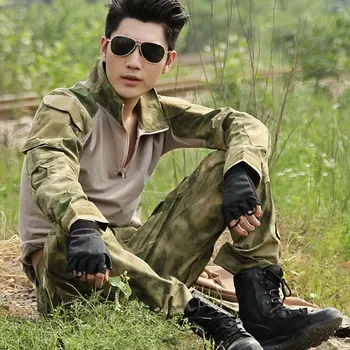Army Combat Shirt & Bukser Taktisk Kamp-Uniform W/ Knæ, Albue Puder Camouflage Jagt Tøj Ghillie Suit Træne Motion Sæt