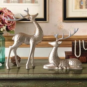 ASFULL Kreative Hjem Indretning Stue Desktop Dekoration Kontor Dekorative Dyr Elk Harpiks Hjorte Figur Ornamenter Miniaturer