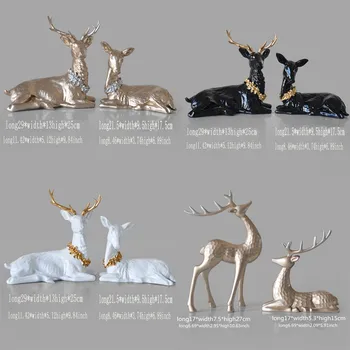 ASFULL Kreative Hjem Indretning Stue Desktop Dekoration Kontor Dekorative Dyr Elk Harpiks Hjorte Figur Ornamenter Miniaturer