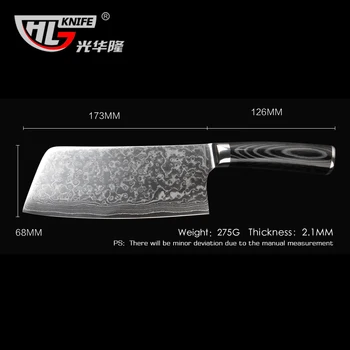 Asian cleaver hakke og kød udskæring Japansk Damaskus VG10 67 lag stål kerne skarpe Kinesiske køkken knive