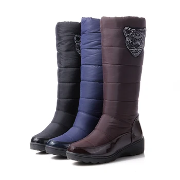 ASUMER 2018 Bomuld tilstand vandtæt sne støvler til kvinder knæhøje støvler fladskærms vinter støvler, platform, pels, sko kvinder størrelsen 34-44