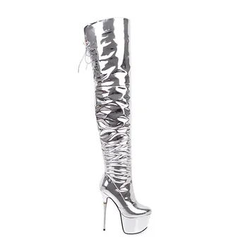 ASUMER 2018 mode nye kvinder støvler, platform, sexet super høj tynd hæl over knæet støvler lynlås på tværs bundet damer prom støvler