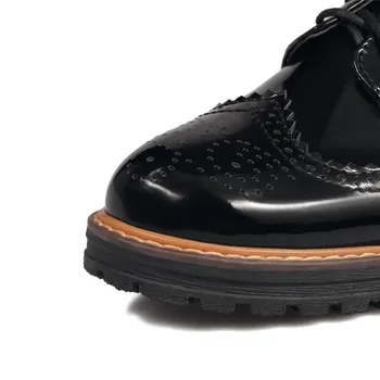 Asumer Enkelt sko mode retro med hæle 3,5 cm sko lace-up PU-patent-læder-kvinder-pumper foråret efteråret platform størrelse 34-43