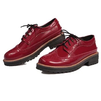 Asumer Enkelt sko mode retro med hæle 3,5 cm sko lace-up PU-patent-læder-kvinder-pumper foråret efteråret platform størrelse 34-43
