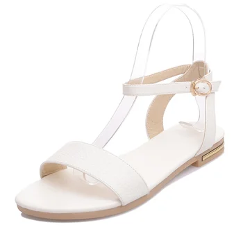 Asumer Plus size 34-43 new høj kvalitet i ægte læder sandaler til kvinder sko til damer solid farve fladskærms sommer strand sko