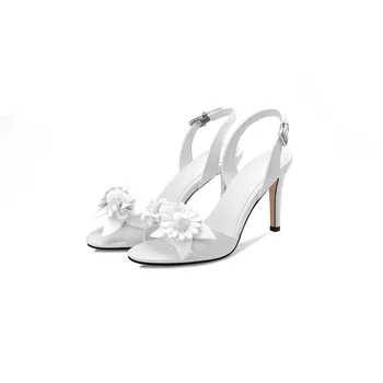 ASUMER sort rød hvid mode sommeren nye ankomst damer bryllup sko spænde elegante kvinder i ægte læder høje hæle sandaler
