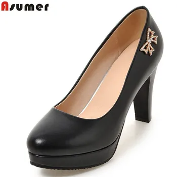 Asumer stor størrelse 32-46 mode nye ankommer kvinder pumper med fast lavt foråret efteråret enkelt sko elegante damer, høje hæle sko