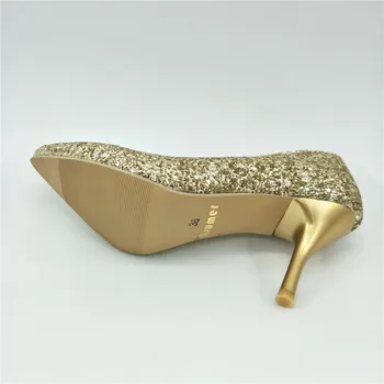 Asumer Tynde spidse tå høje hæle party sko elegante mode kvinde, pumper lavvandede enkelt sko stor størrelse 30-45 foråret