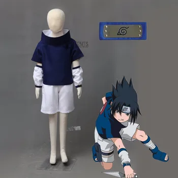 Athemis Naruto Sasuke Uchiha Cosplay Kostume og blå hårbøjle skræddersyet Enhver størrelse