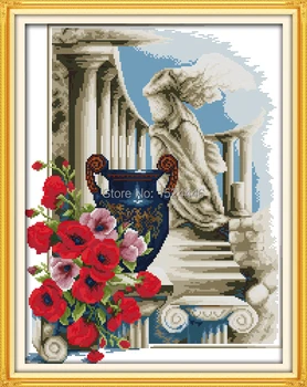 Athen følelse Europæiske palace have maleri Tælles Print på lærred DMC 11CT 14 CT Cross Stitch kits Håndarbejde Sæt brodere